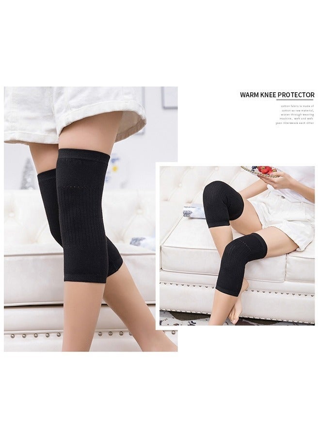 1-Pair Knit Cashmere Warm Supports Knee Brace Soft Comfortable Knee Sleeve Wrap Circulation Improvement Kneepad Leg Warmer Joint Band for Men and Women，Applicable population weight: 40-100KG - Image 2